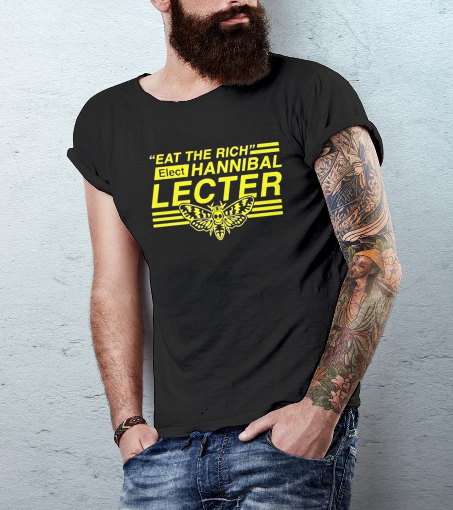 Eat The Rich Elect Hannibal Lecter Butterfly Skull T-Shirt
