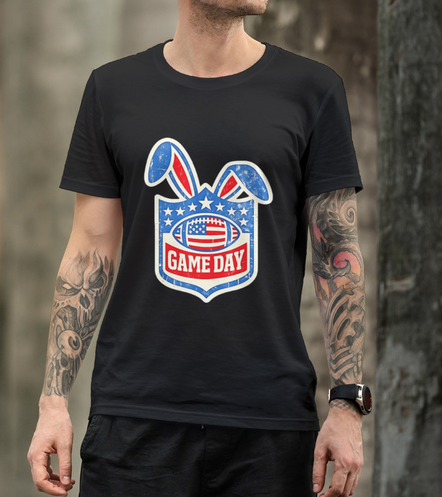 Easter Football Game Day American Bad Bunny Stars Stripes T-Shirt