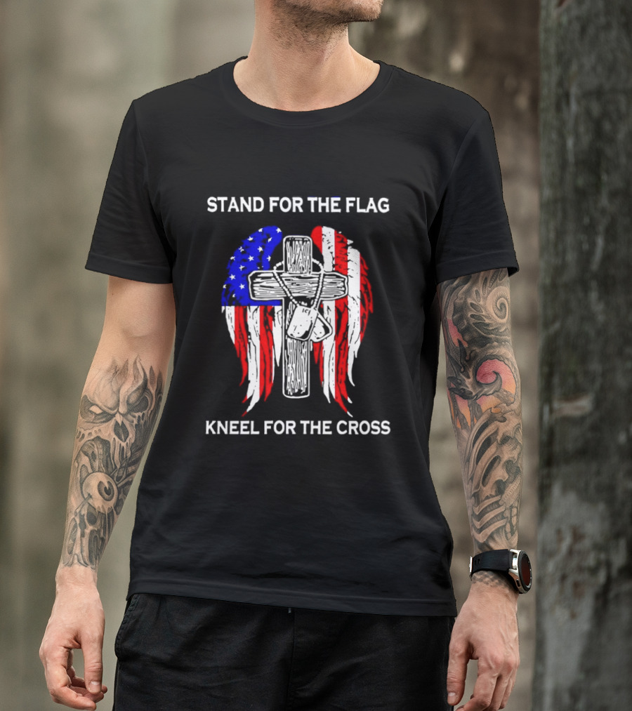 Stand For The Flag Kneel For The Cross USA Wings T-Shirt