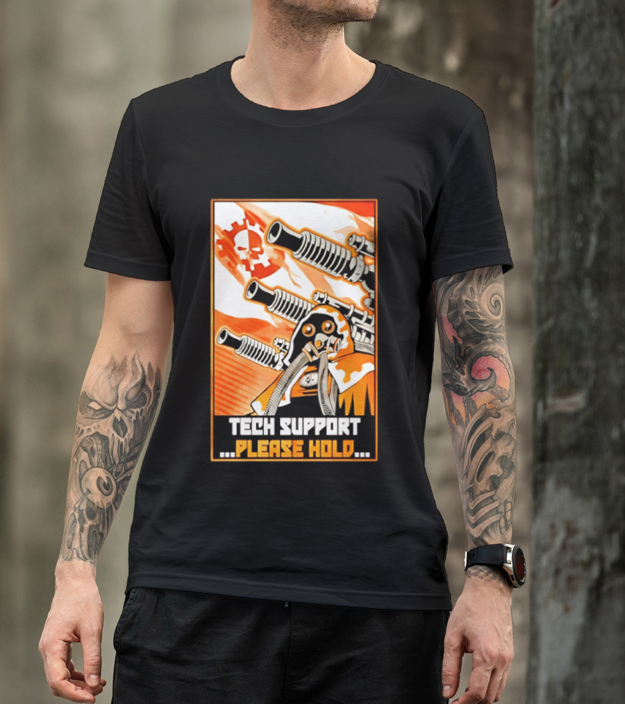 Tech Support Please Hold Skull And Crossbones With Retro Helmets And Cannons T-Shirt