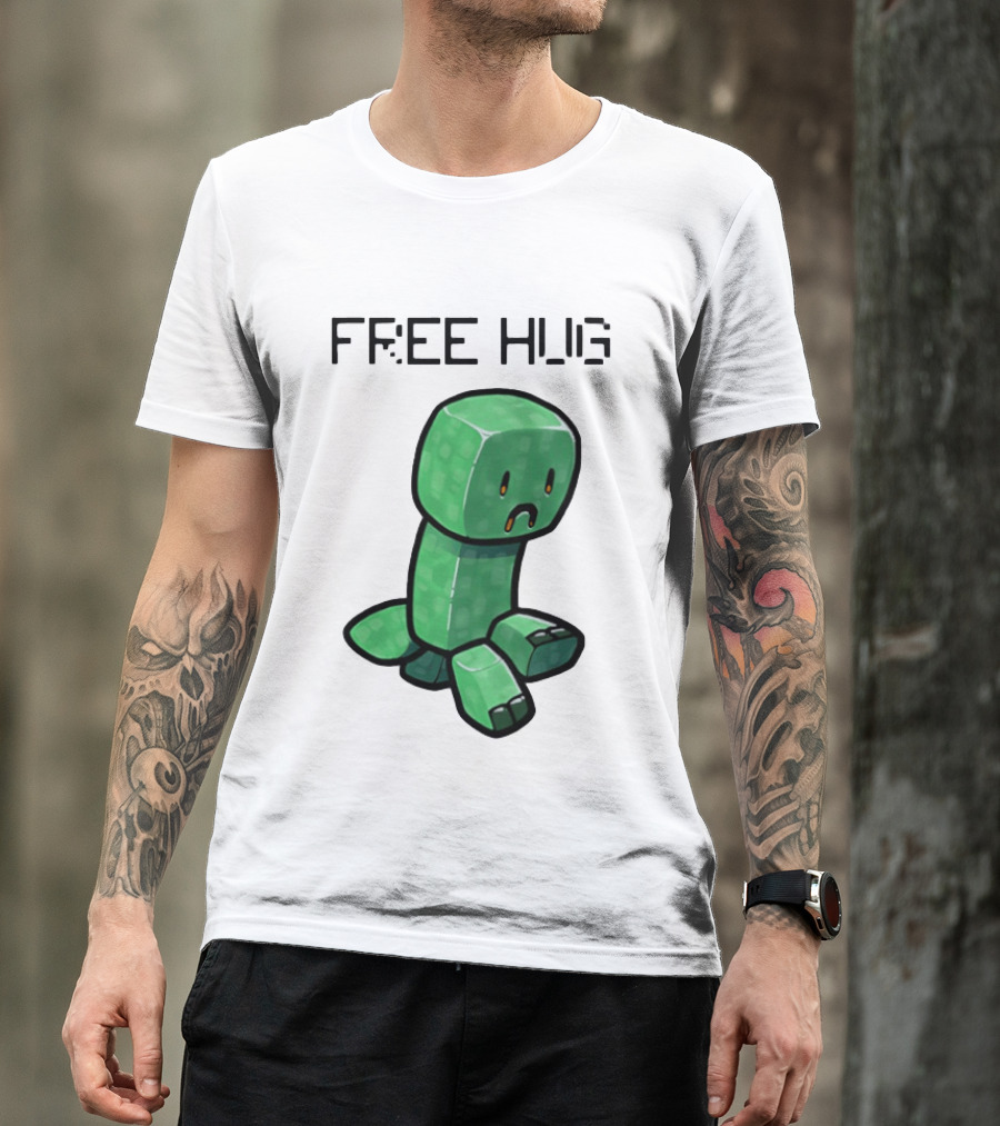 Sad Creeper Free Hug Pixel Art Fandom Humor T-Shirt