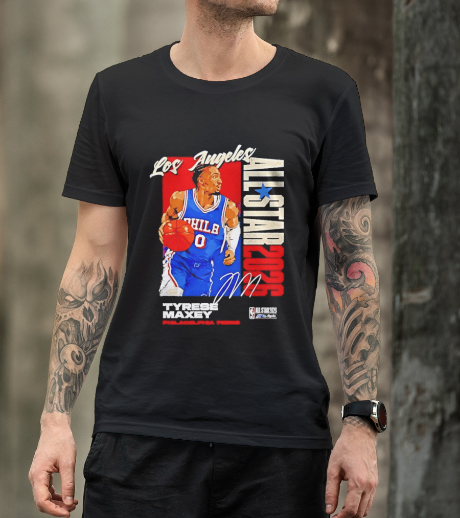 Los Angeles All Star 2026 Tyrese Maxey Philadelphia 76ers NBA Player T-Shirt