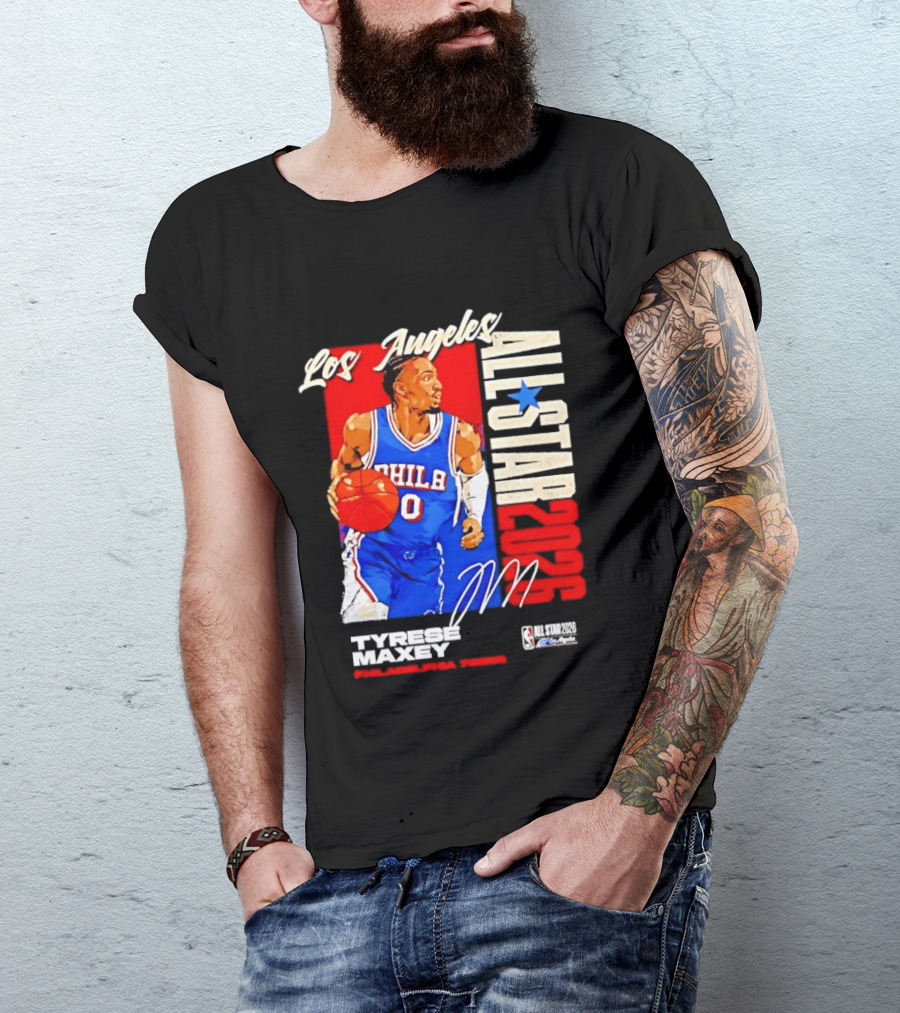 Los Angeles All Star 2026 Tyrese Maxey Philadelphia 76ers NBA Player T-Shirt