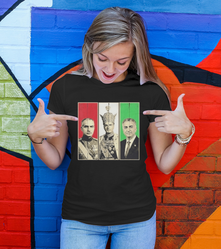 Pahlavi Dynasty Generations Reza Shah Mohammad Reza Iran Flag T-Shirt
