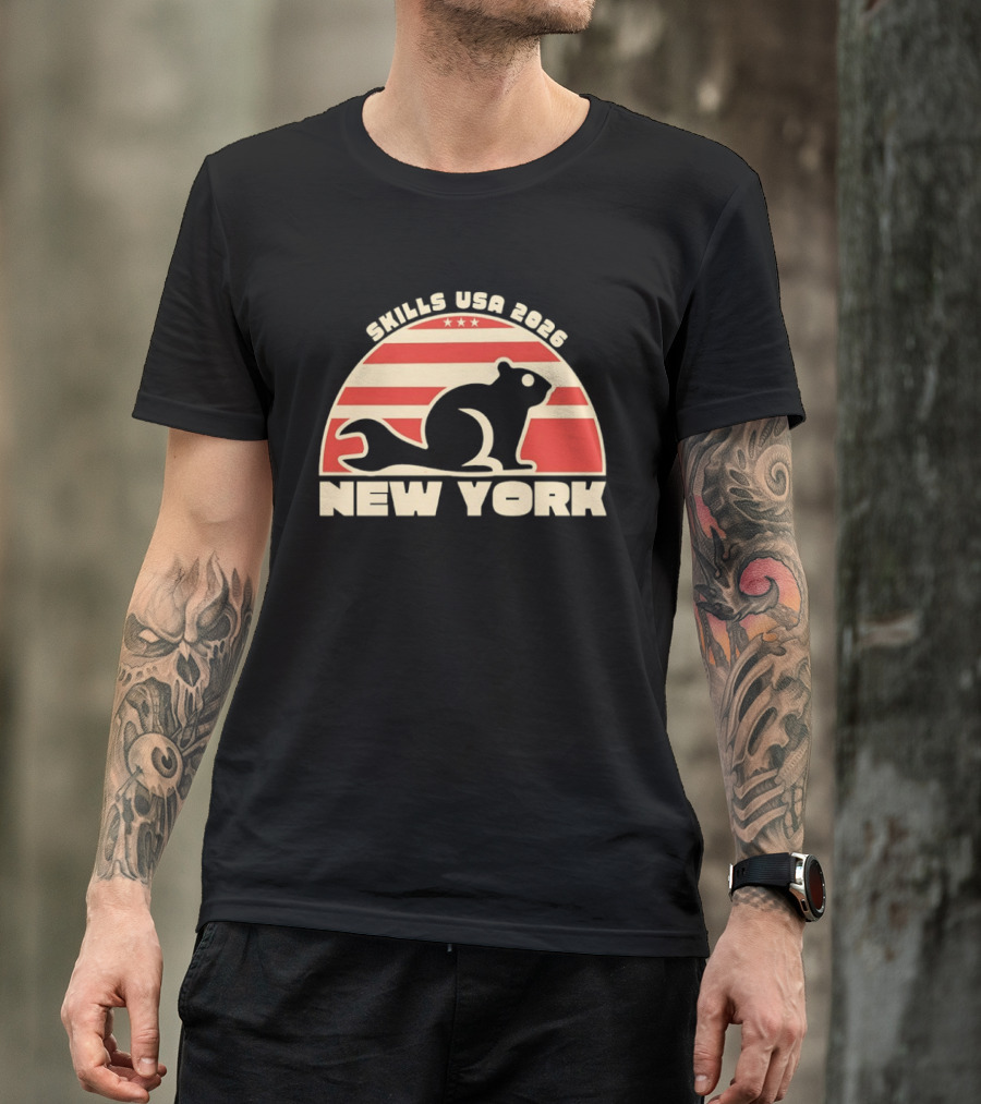 Skills USA 2026 New York Patriotic Beaver Flag T-Shirt