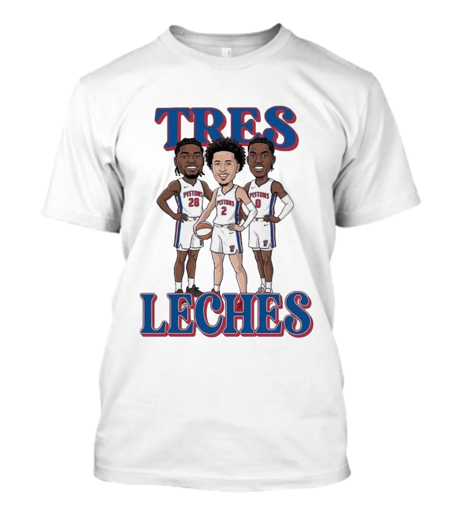 Tres Leches Detroit Pistons Isaiah Stewart Jalen Duren Cade Cunningham Team 28 2 0 T-Shirt
