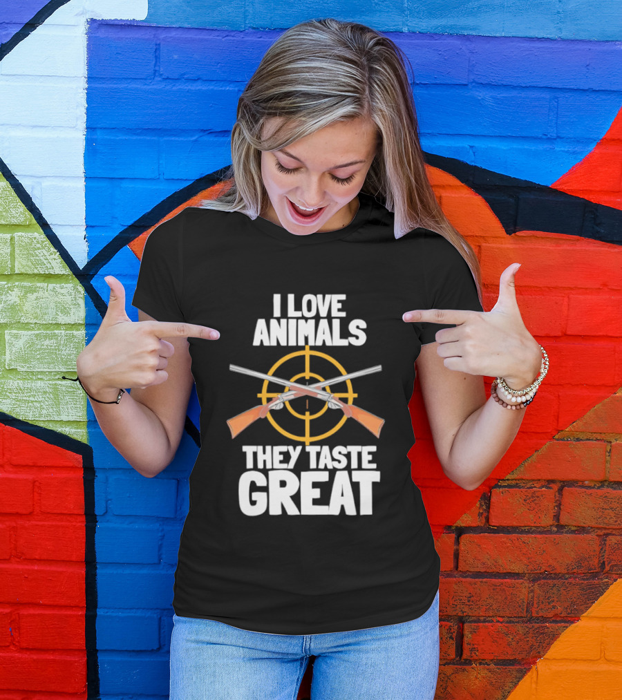 I Love Animals They Taste Great Hunting Humor T-Shirt