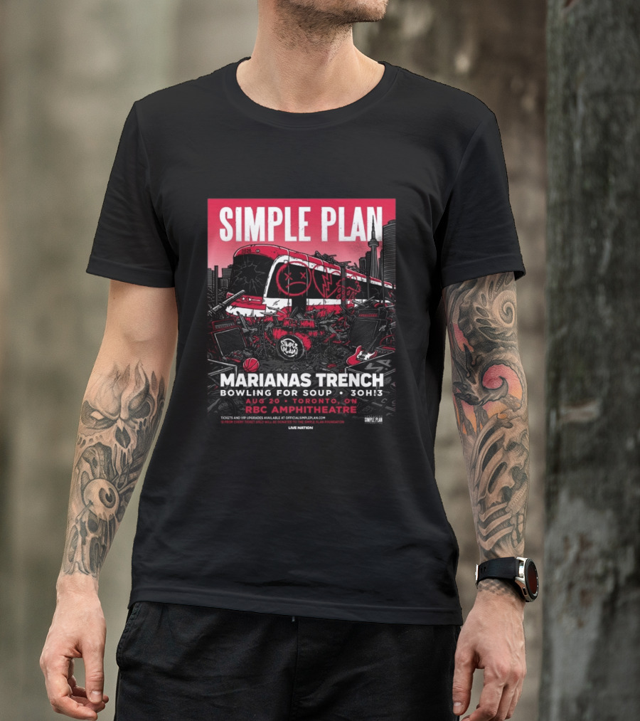 Simple Plan Marianas Trench Bowling For Soup 3OH!3 2026 Toronto RBC Amphitheatre August 20 T-Shirt