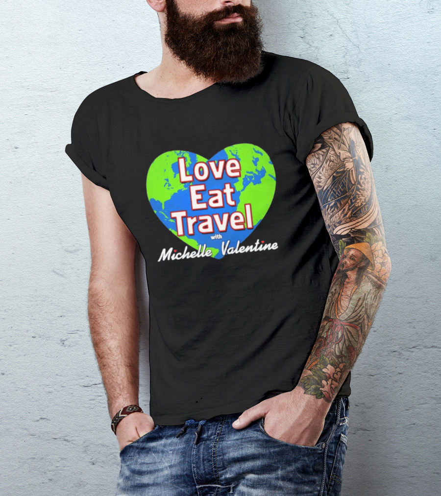 Love Eat Travel With Michelle Valentine Heart Map T-Shirt