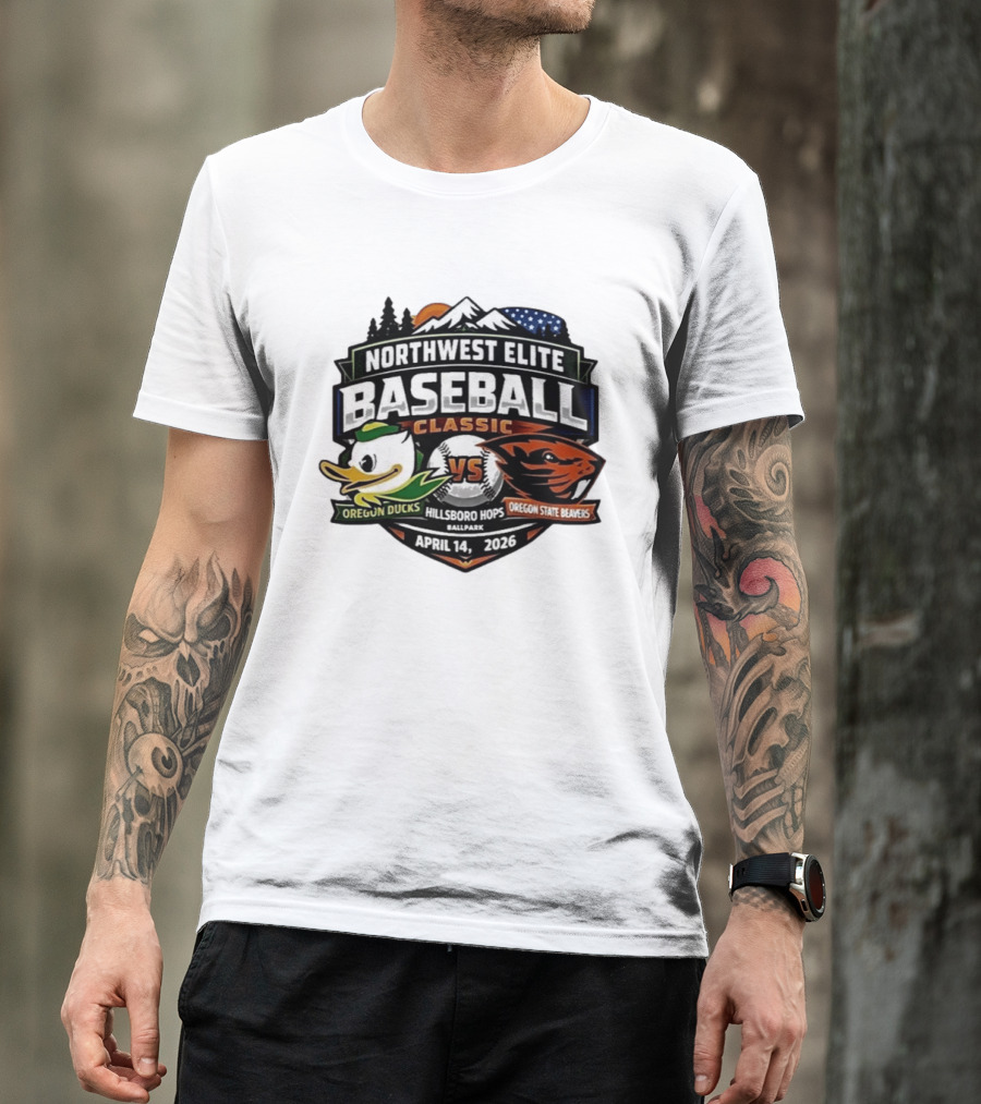 Northwest Elite Baseball Classic Oregon Ducks Vs Oregon State Beavers Hillsboro Hops Ballpark April 14 2026 T-Shirt