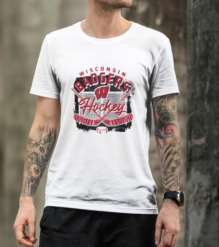 Wisconsin Badgers Hockey W Logo Hockey Sticks T-Shirt