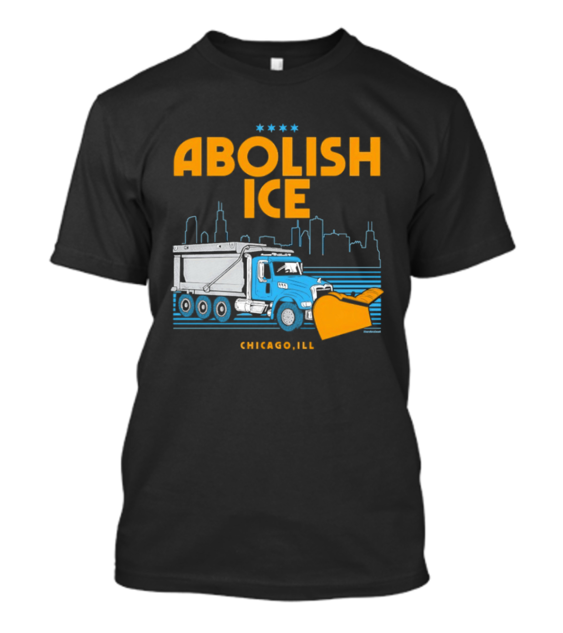 Abolish Ice Chicago ILL Snowplow Benefit Truck Skyline T-Shirt