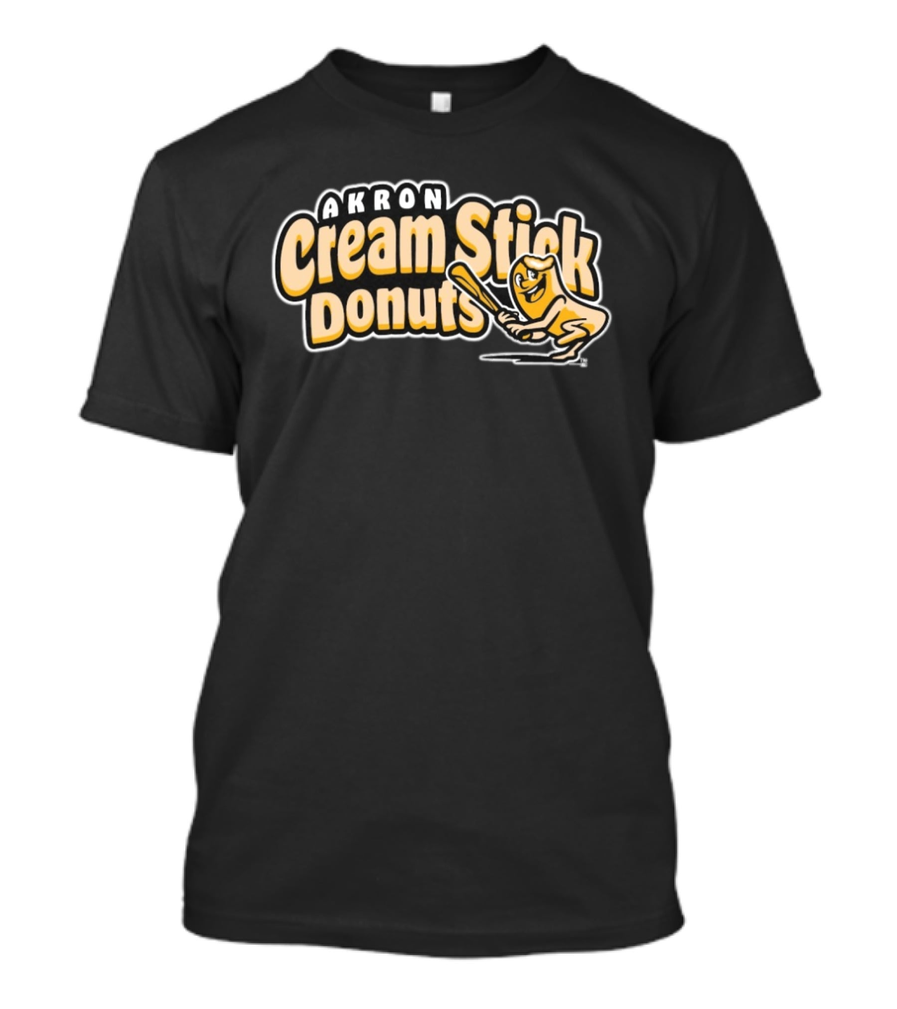 Akron Cream Stick Donuts Baseball Batter Cartoon T-Shirt