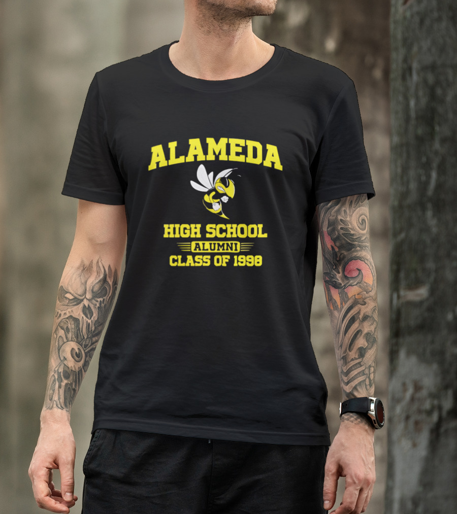 Alameda High School Alumni Class Of 1998 Hornet Yellow And White T-Shirt