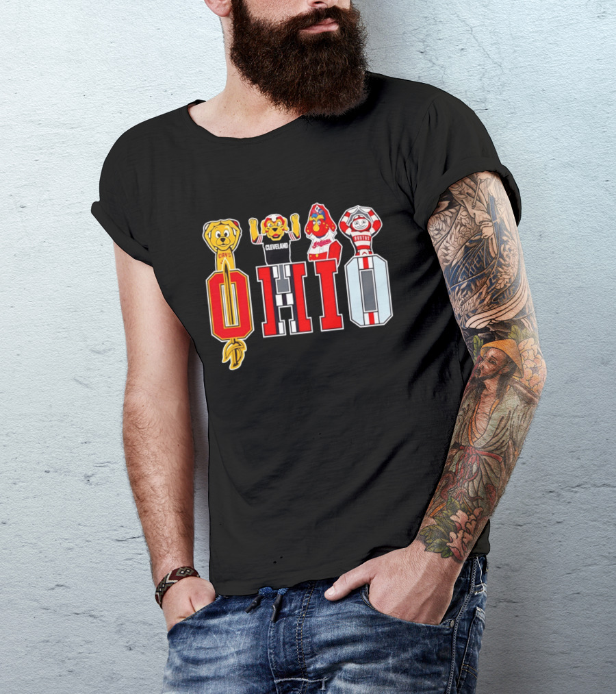 Ohio Sports Teams Cavaliers Browns Buckeyes Cardinals Logos T-Shirt