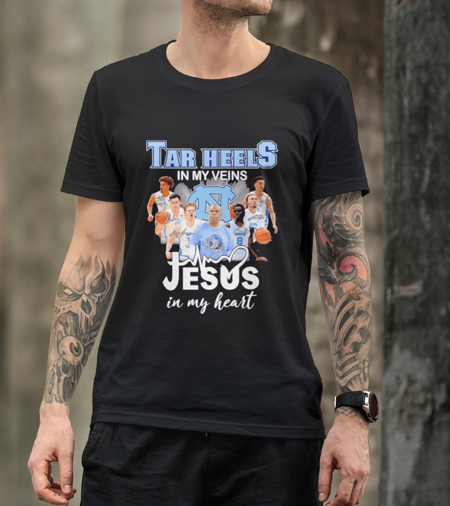 Tar Heels In My Veins Hubert Davis Jesus In My Heart T-Shirt