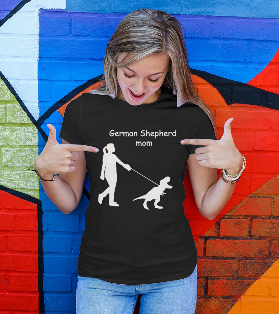German Shepherd Mom Dinosaur Walking T-Shirt