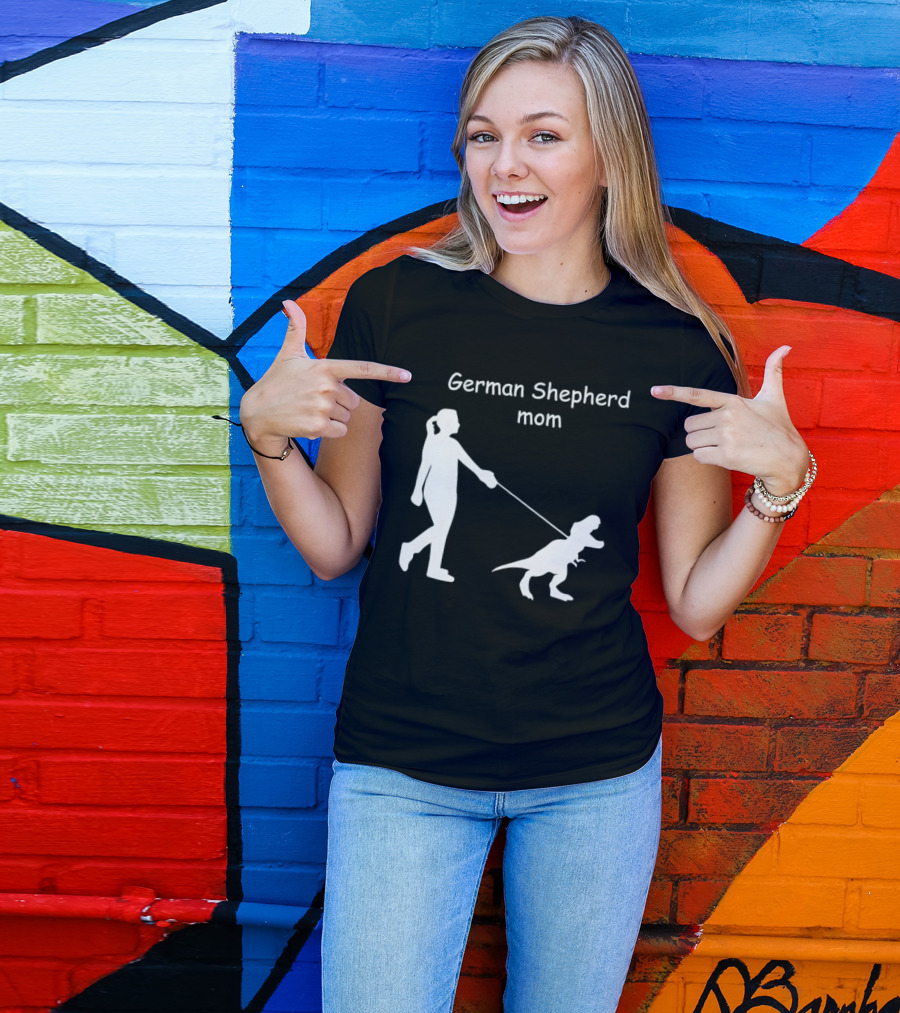 German Shepherd Mom Dinosaur Walking T-Shirt