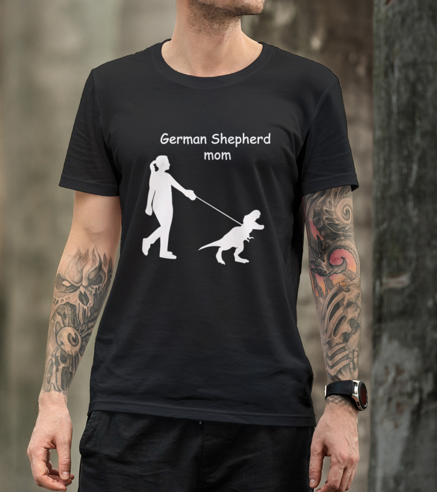 German Shepherd Mom Dinosaur Walking T-Shirt