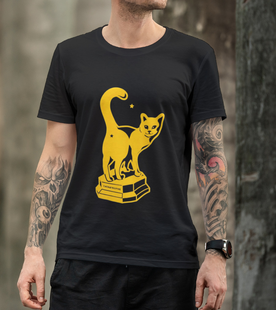 Catastrophe Cat Trophy Black Yellow Star Award T-Shirt