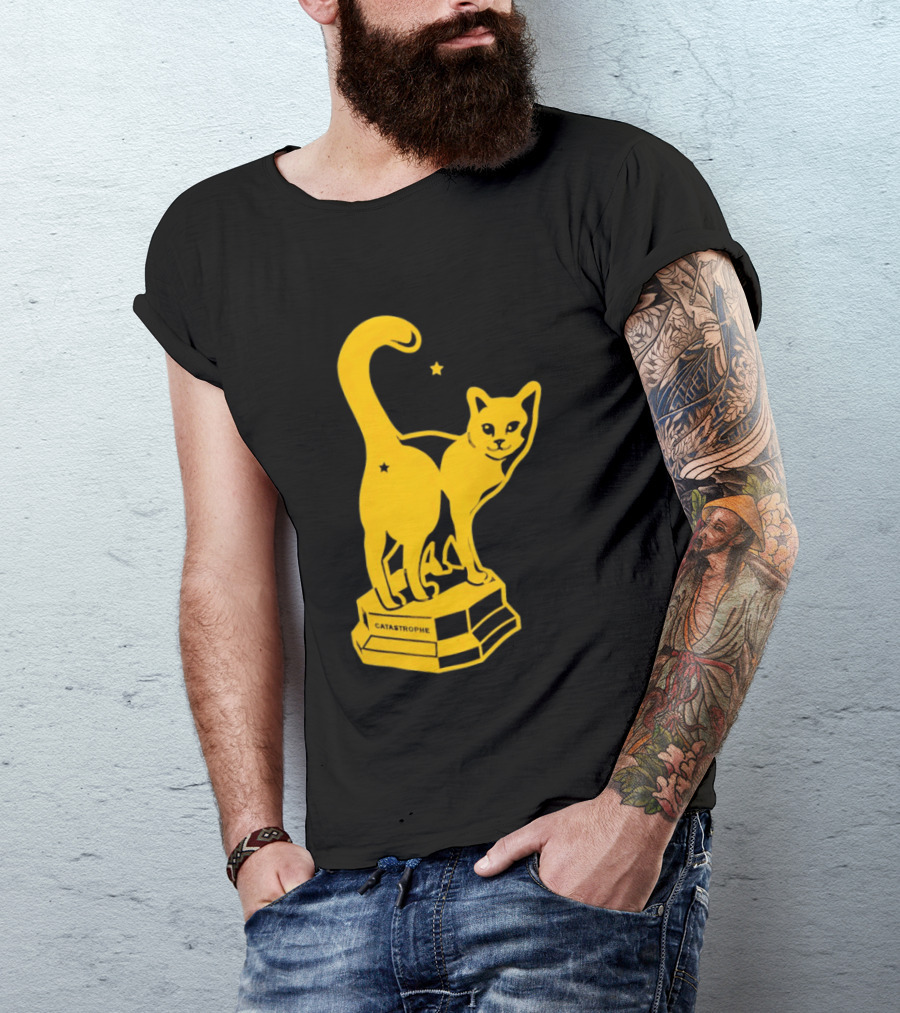 Catastrophe Cat Trophy Black Yellow Star Award T-Shirt