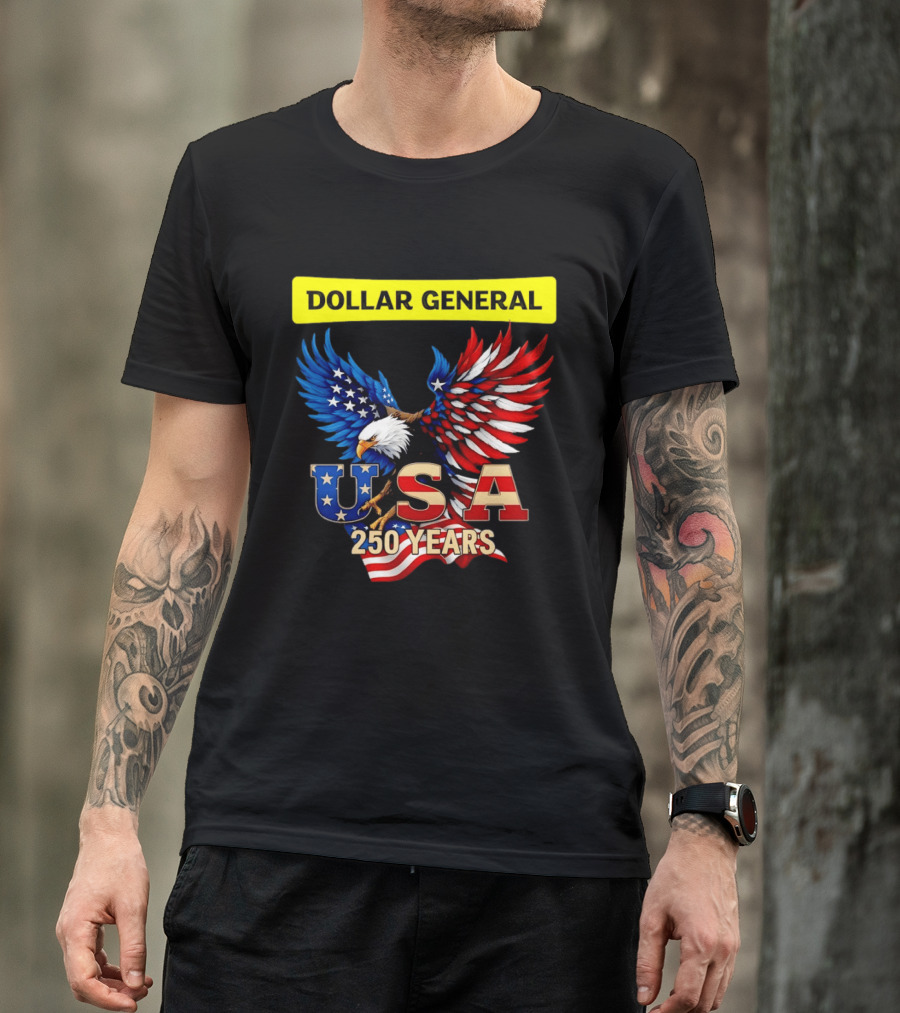 Dollar General Eagle USA 250 Years Of America Flag T-Shirt