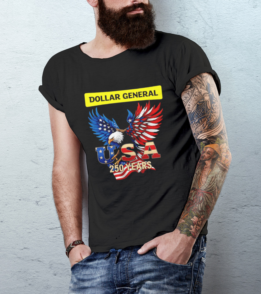 Dollar General Eagle USA 250 Years Of America Flag T-Shirt
