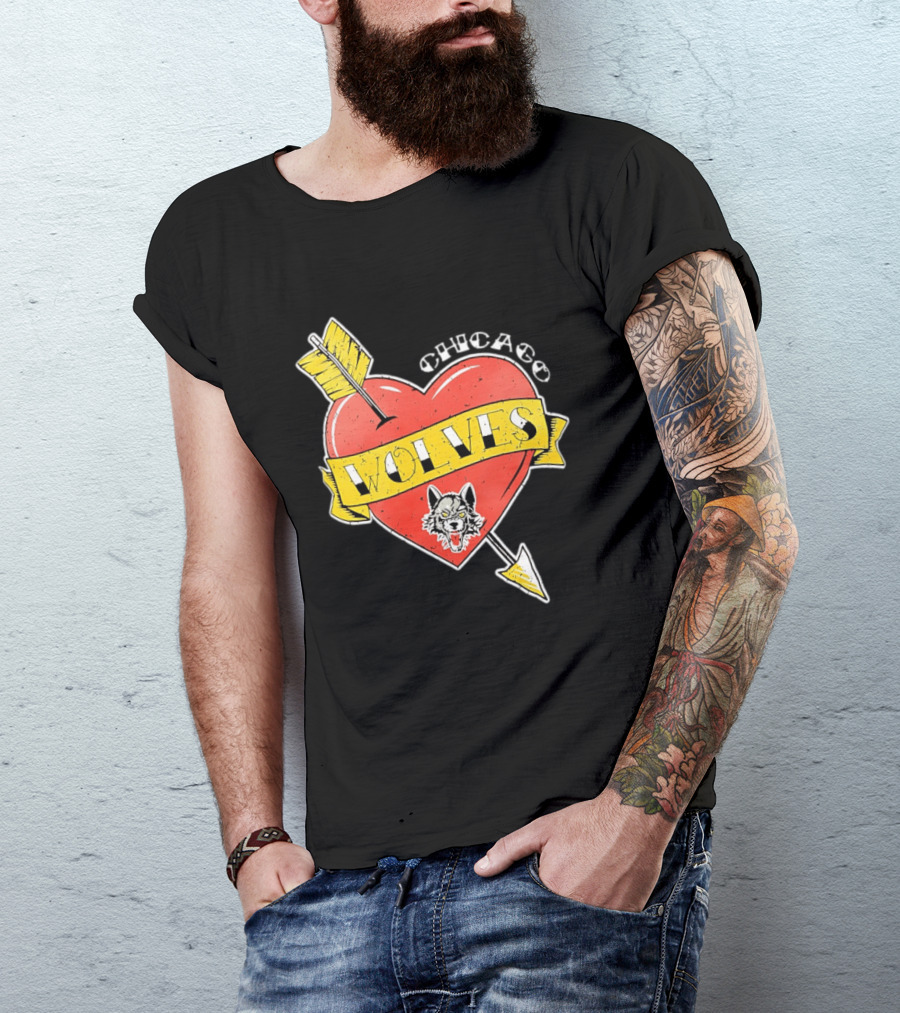 Chicago Wolves Heart Arrow Banner T-Shirt