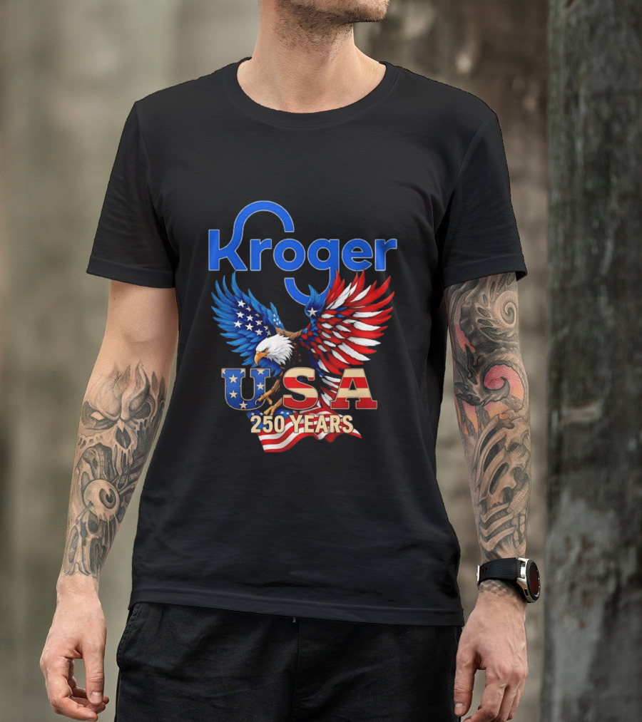 Kroger Eagle USA 250 Years American Flag T-Shirt