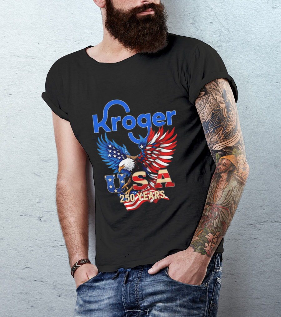 Kroger Eagle USA 250 Years American Flag T-Shirt
