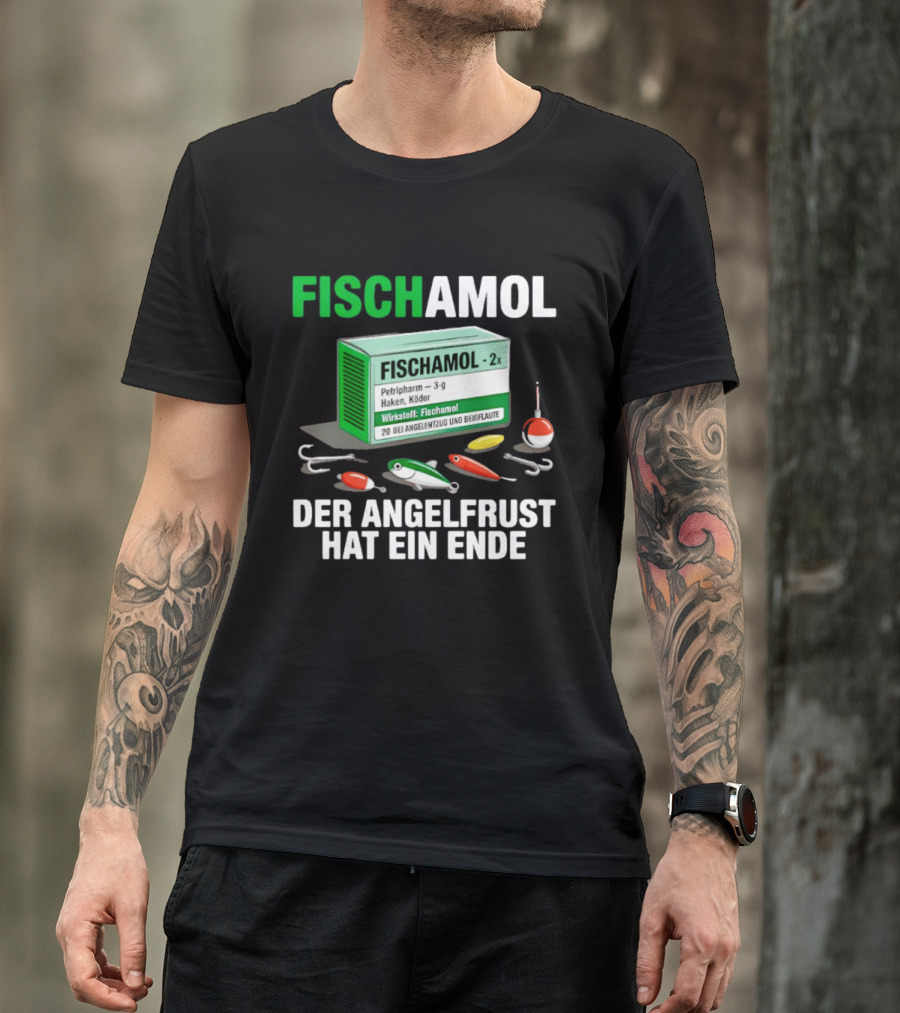 Fischamol Angelfrust Ende Petipharm Haken Köder Wirktstoff Beiflaute Anglerzubehör T-Shirt