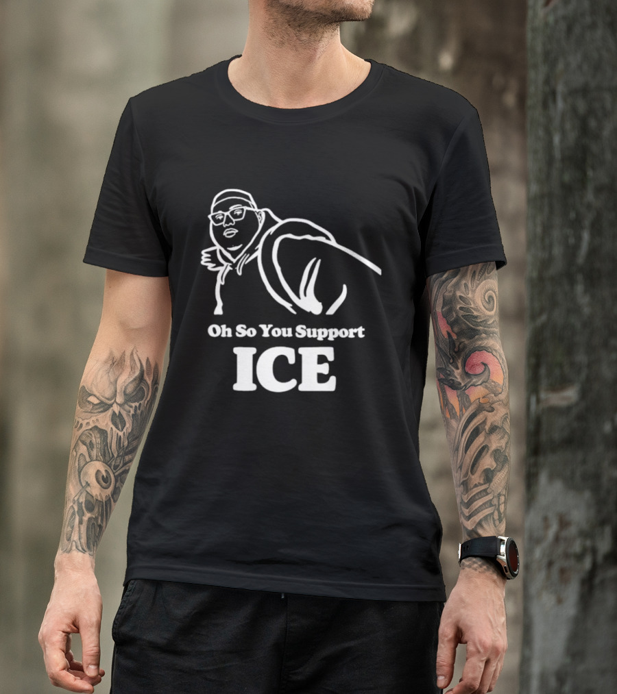 Illinois Punching Nazis Kid Oh So You Support ICE Bold Stencil T-Shirt
