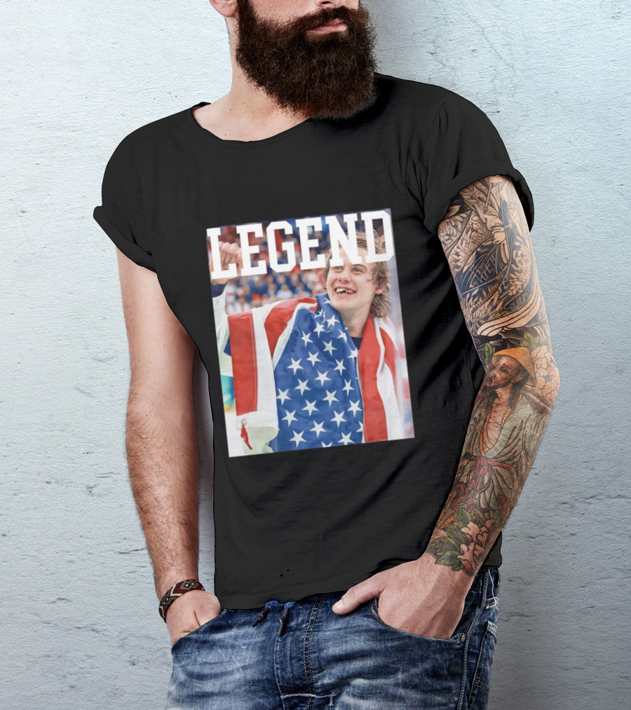 Men's Hockey USA Jack Hughes Legend American Flag Victory Celebration T-Shirt