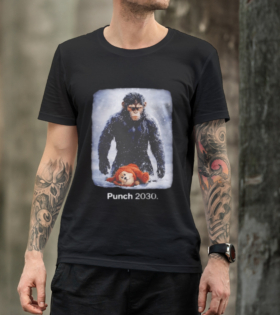 Punch 2030 Ape With Toy Snow Scene T-Shirt