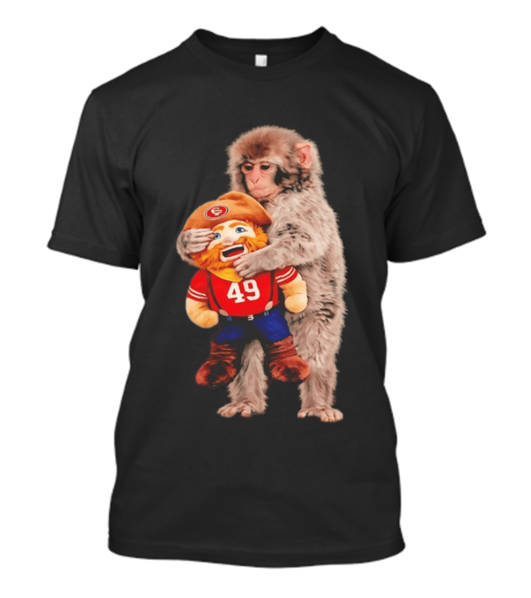 Punch Monkey Cuddling San Francisco 49ers Mascot Plush T-Shirt