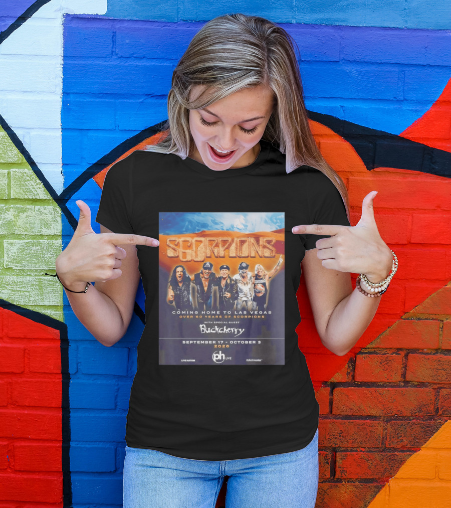 Scorpions Coming Home To Las Vegas Over 60 Years Special Guest Buckcherry September 17 October 3 2026 T-Shirt