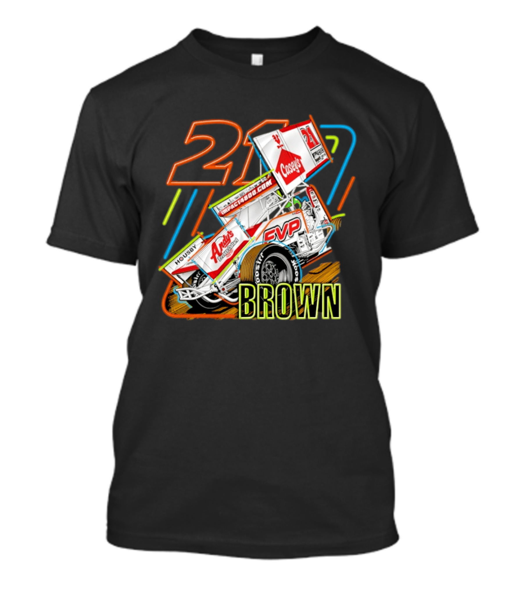 Sprint Car 21 Brown Andy's Casey's Impact 4800 Racing T-Shirt