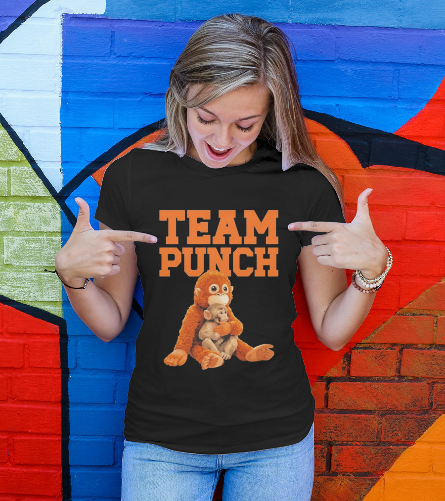 Team Punch Monkey Hugging Plush Toy T-Shirt