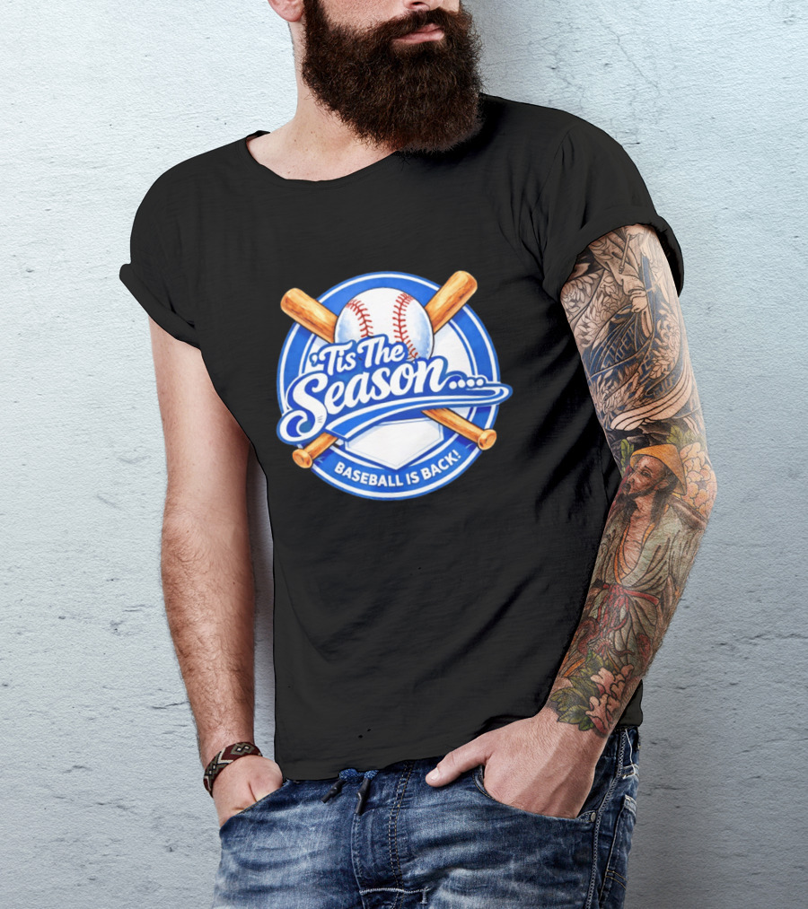 Tis The Season Baseball Is Back Baseball Bats And Ball Circle T-Shirt