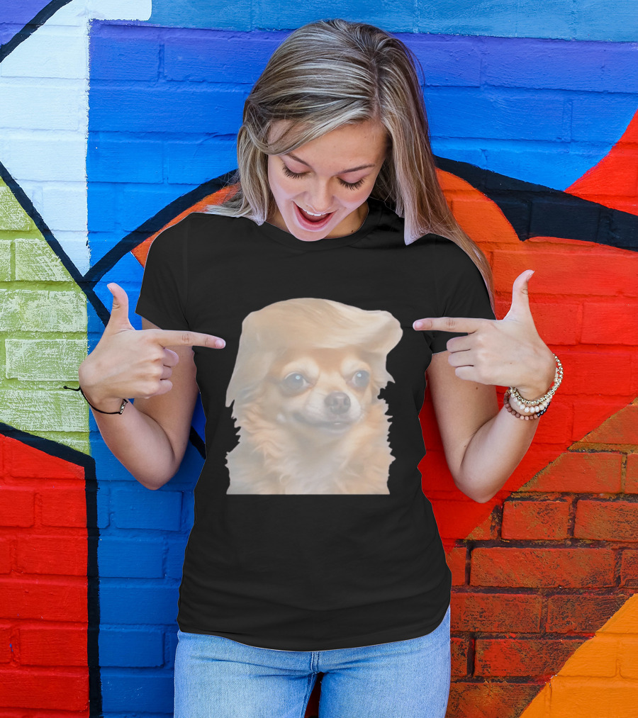 Trump Dog Meme Chihuahua With Hair Wig T-Shirt