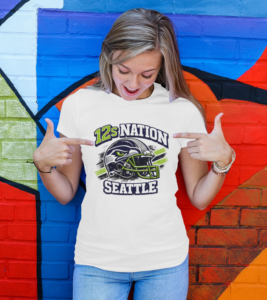12s Nation Seattle Football Helmet Seahawks T-Shirt