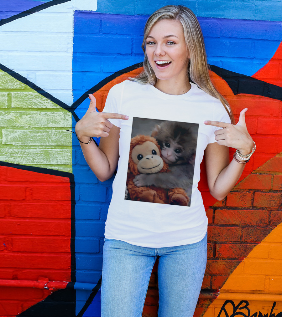 I Love Punch Monkey Hugging Stuffed Monkey T-Shirt