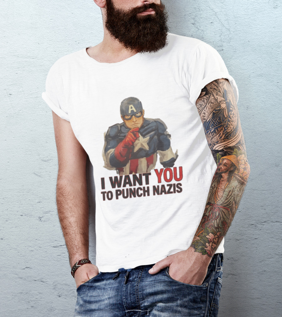 I Want You To Punch Nazis Captain America T-Shirt