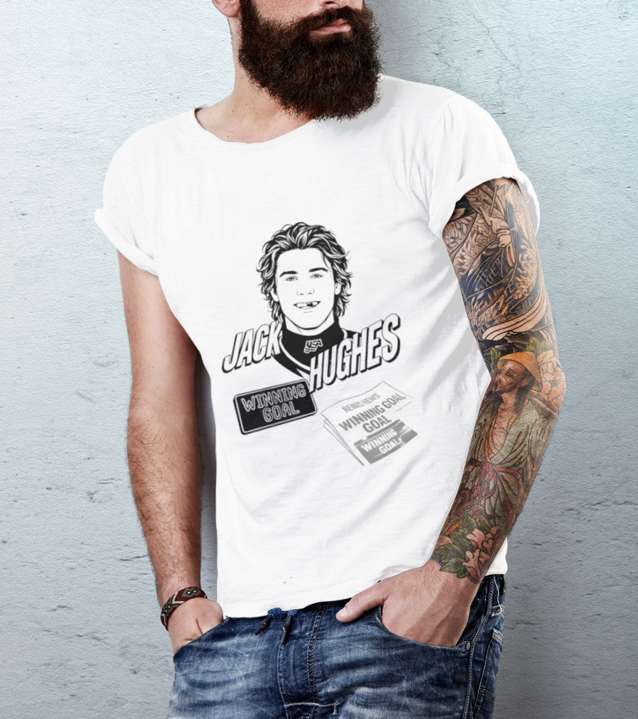 Jack Hughes Winning Goal New Jersey Devils Star USA Hockey 2026 T-Shirt