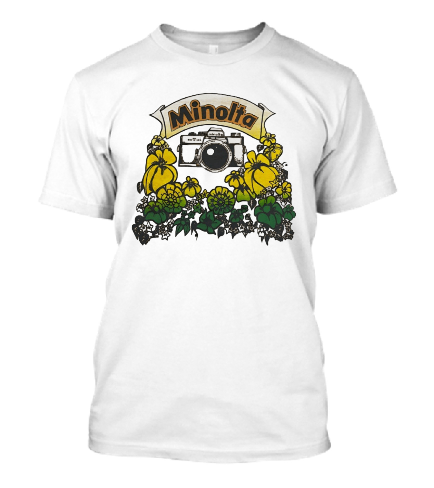 Minolta SRT 70s Vintage Floral Camera Promo T-Shirt