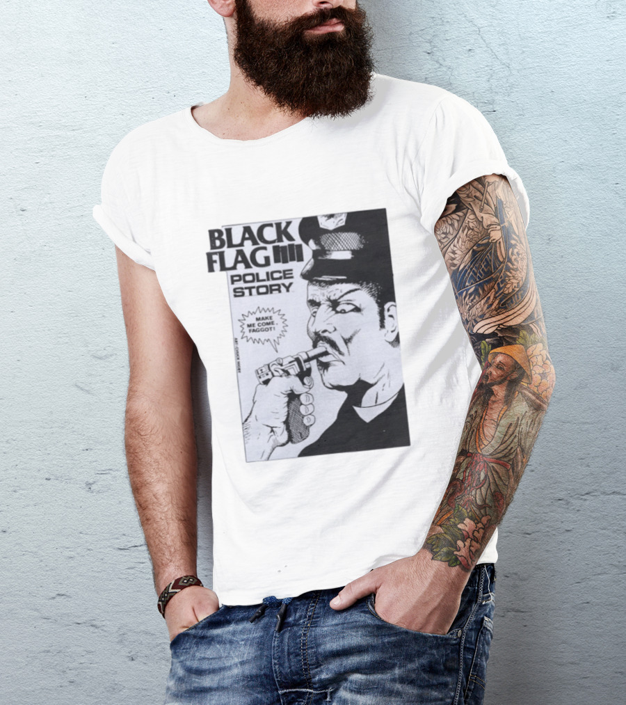 Black Flag Police Story Make Me Come OKC's Finest Raymond Pettibon Two Eagles Keepsake T-Shirt