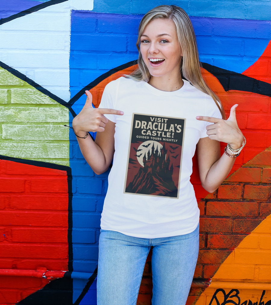 Visit Dracula's Castle Guided Tours Nightly Bats Moon Gothic Twilight T-Shirt