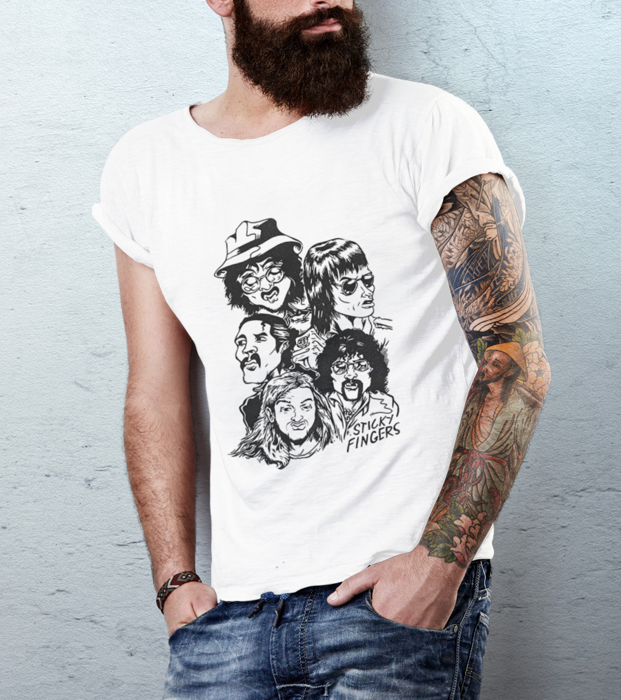 Sticky Fingers Band Member Caricature T-Shirt