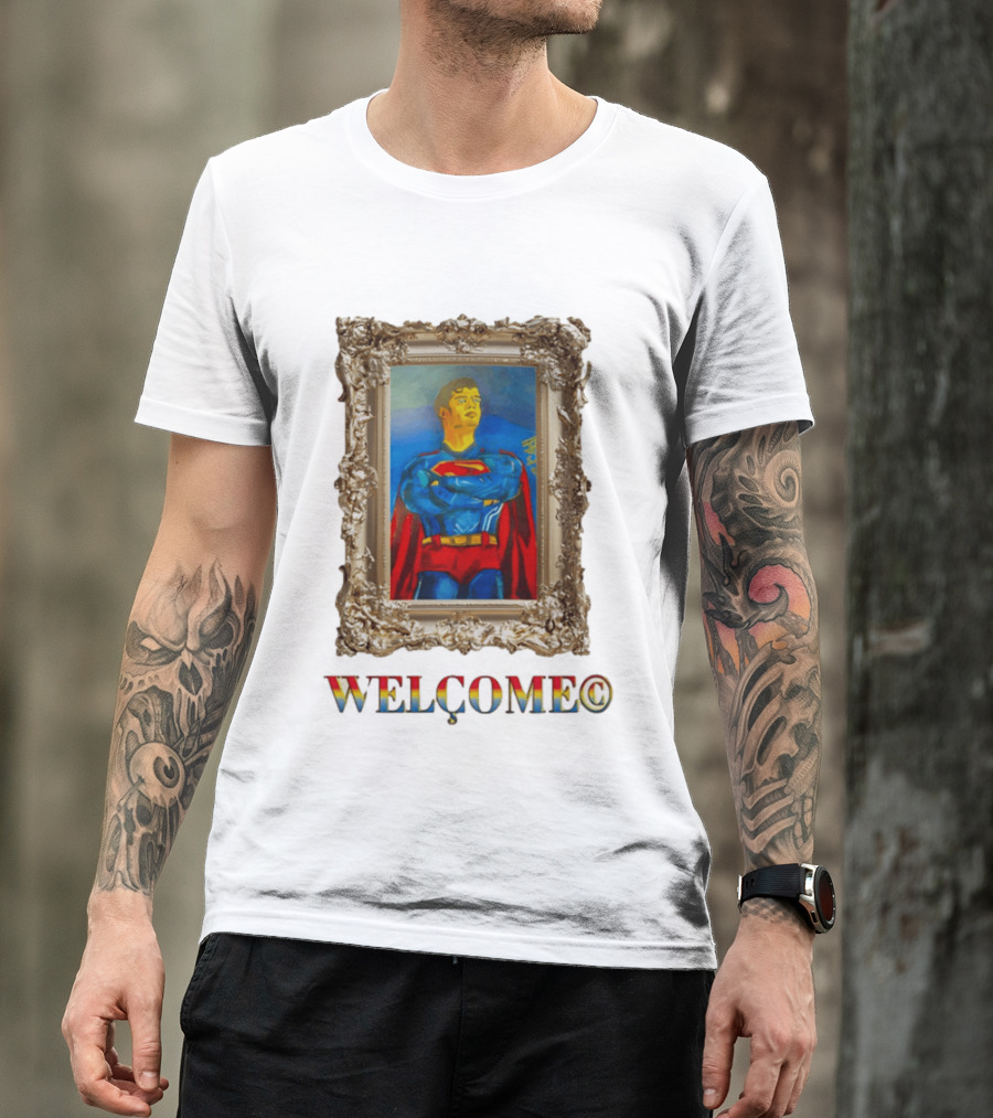 Superpunk Welcome Superman Iconic Gold Frame T-Shirt