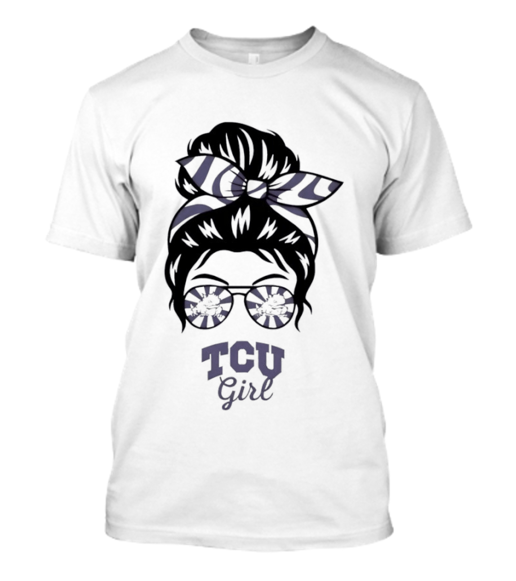 TCU Girl Messy Bun Glasses Horned Frogs T-Shirt